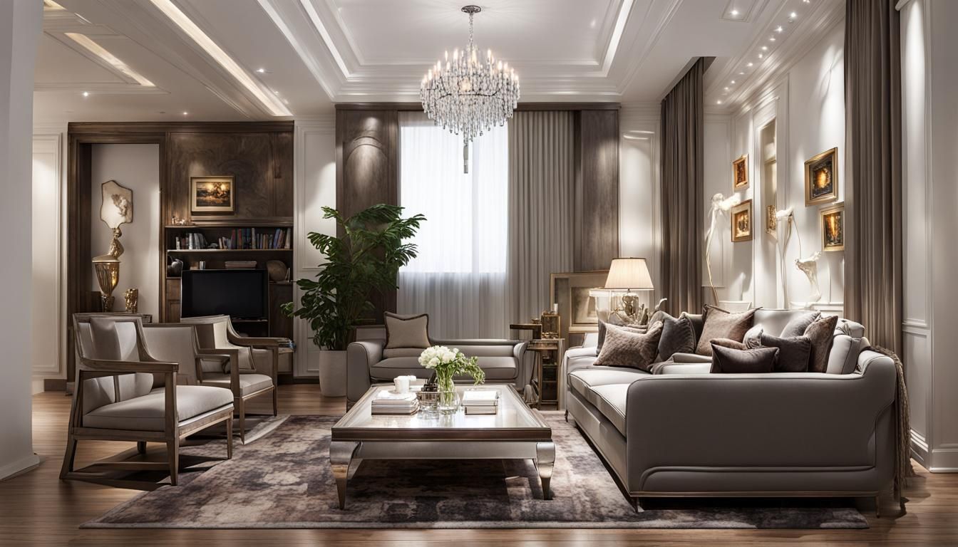 Neo Classic Living Room with Vibrant Lighting