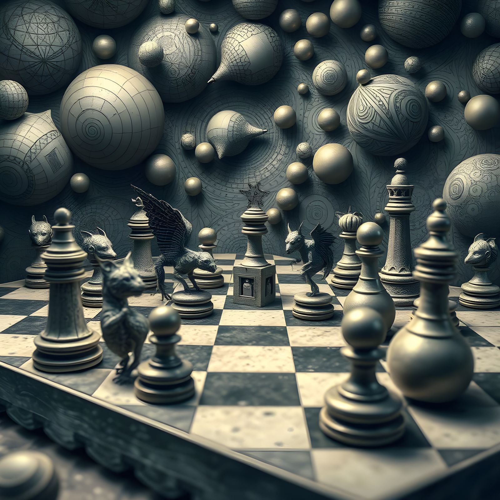 Miniature Creatures in Vibrant Chessboard Patterns