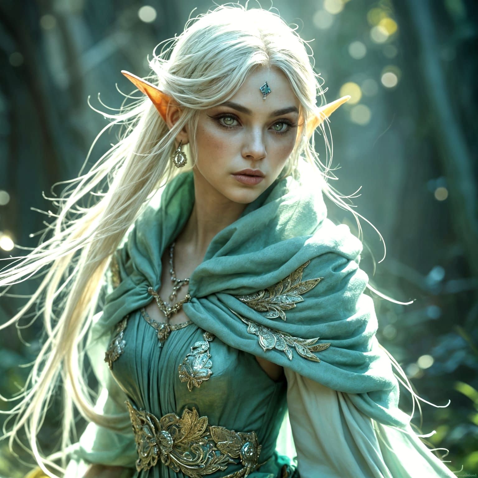 Epic Fantasy Elf-Half Orc with Realistic Hyper-Detailed Feat...