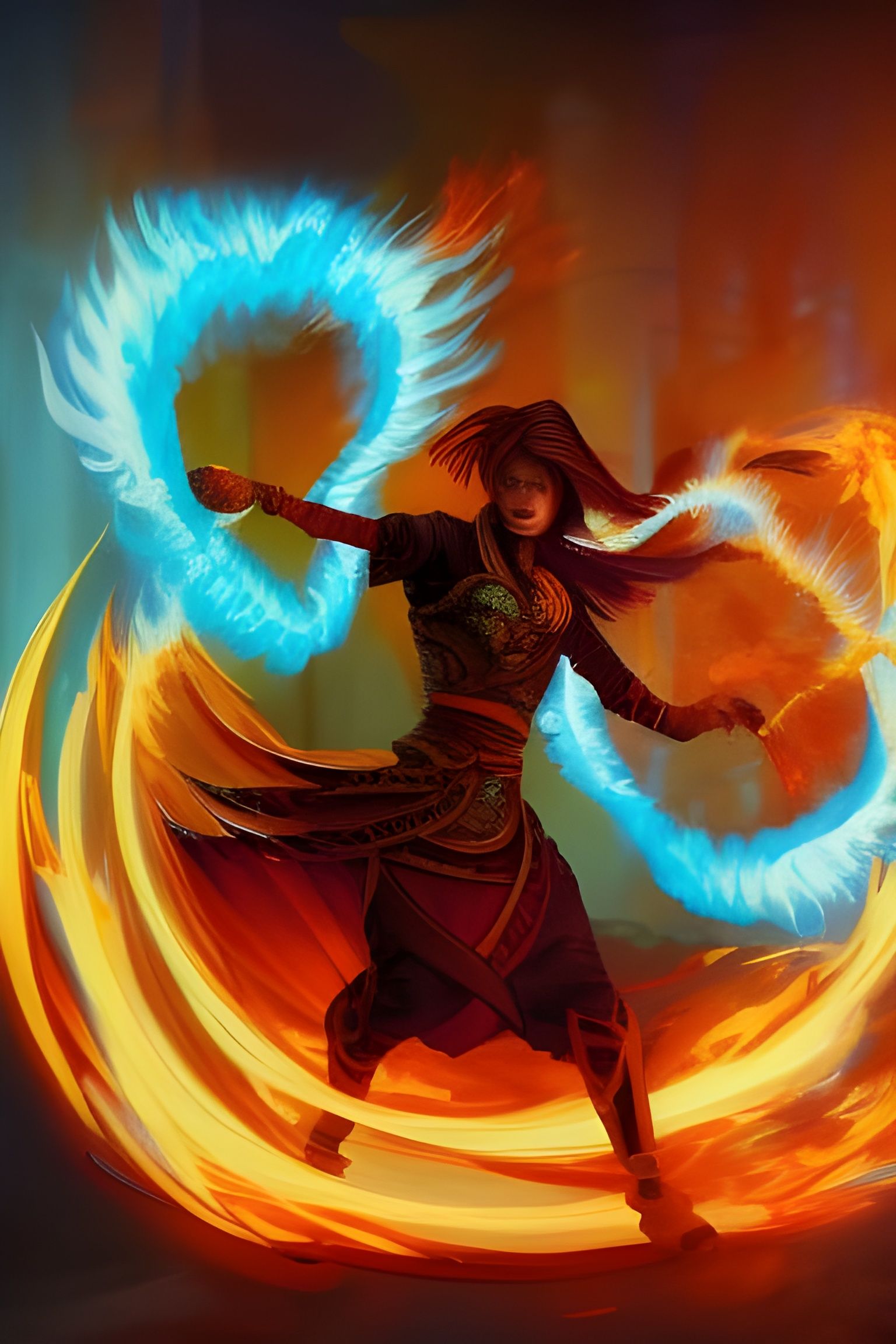 Firebender Mage Conjures Blue Flames