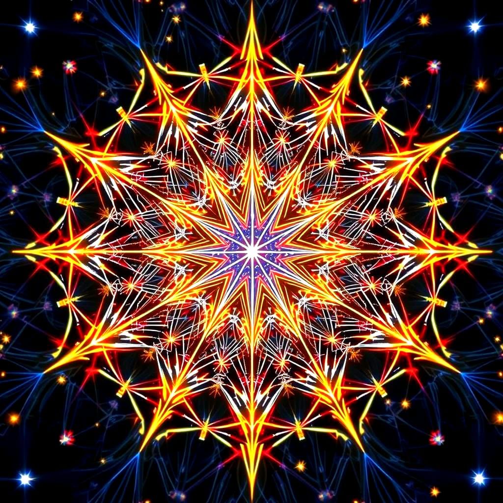 Sci-Fi Neurographic Cross of Interconnected Stars