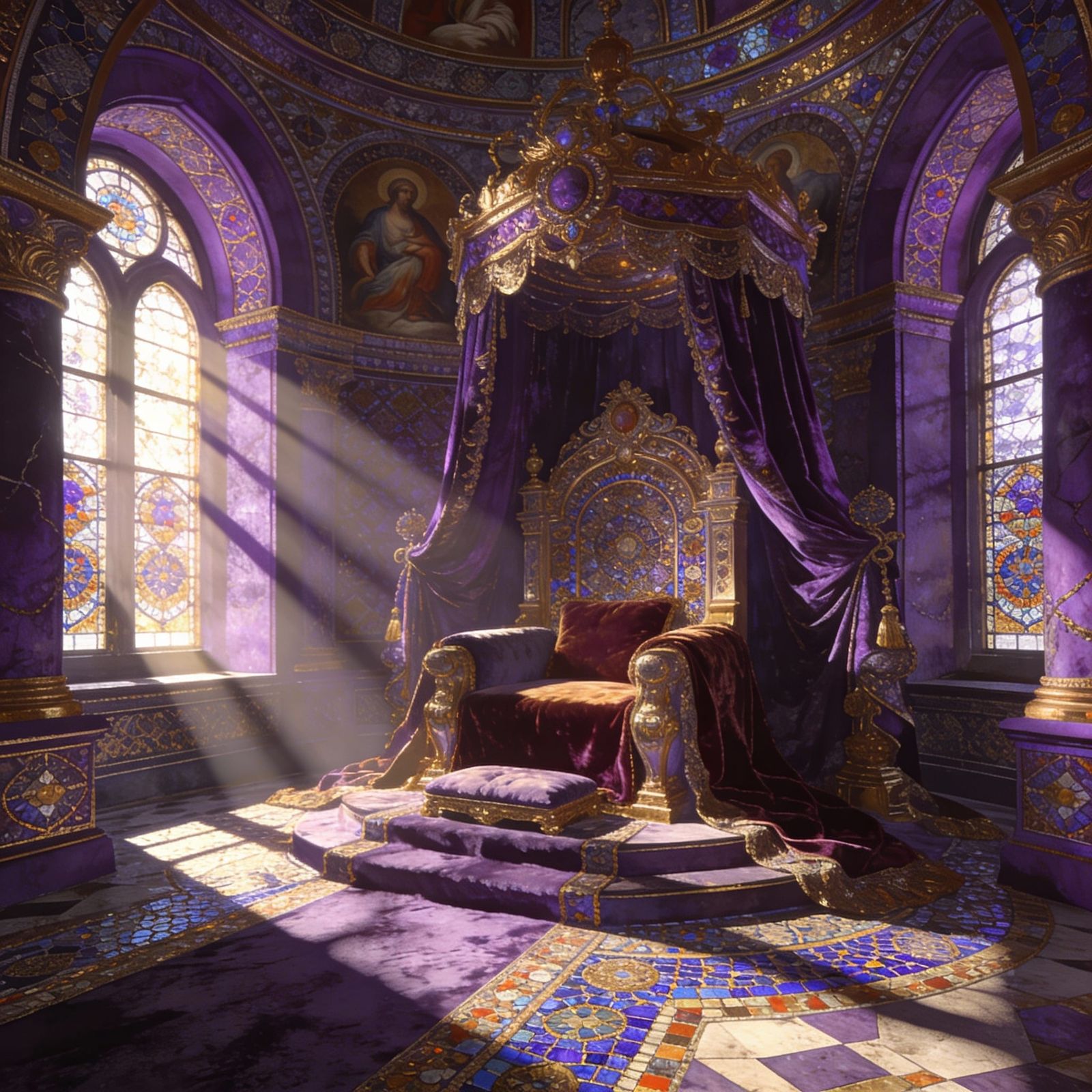 Opulent Byzantine Throne Room in Baroque Style