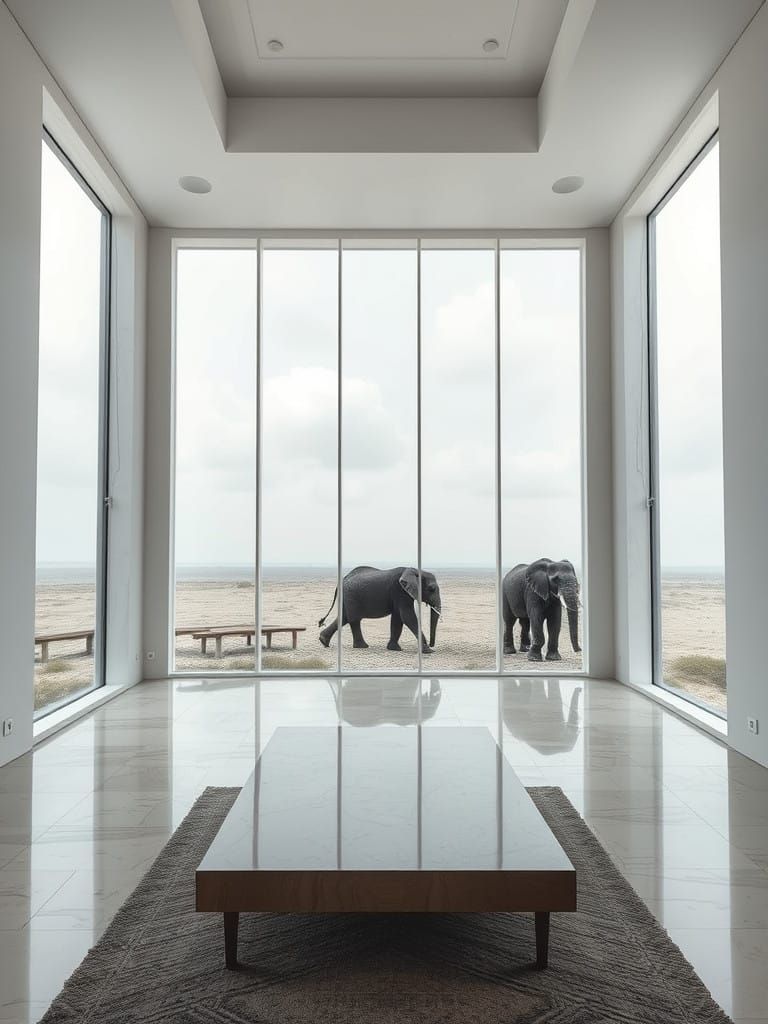 Surreal Interior Scene Without Elephants