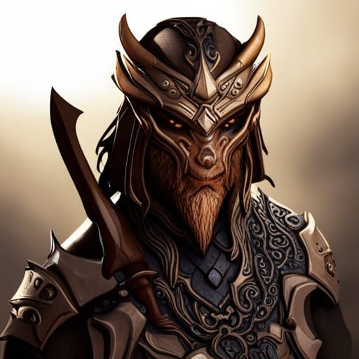 Bronze Dragonborn Paladin Portrait in Fantasy Art Style