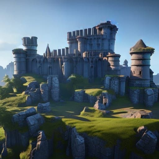 Medieval Castle Ruins in 3D Game Style