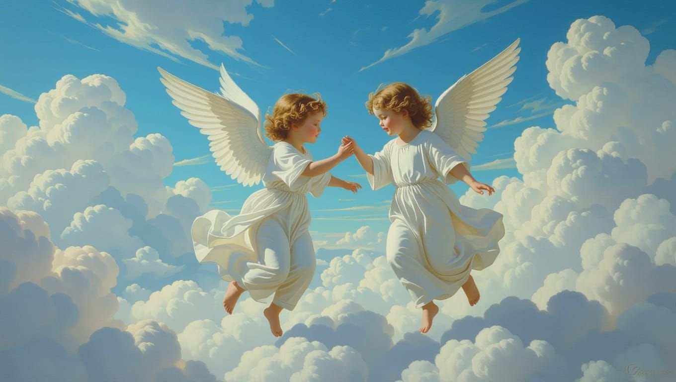 Angels in Ethereal Flight, Matte Painting Style