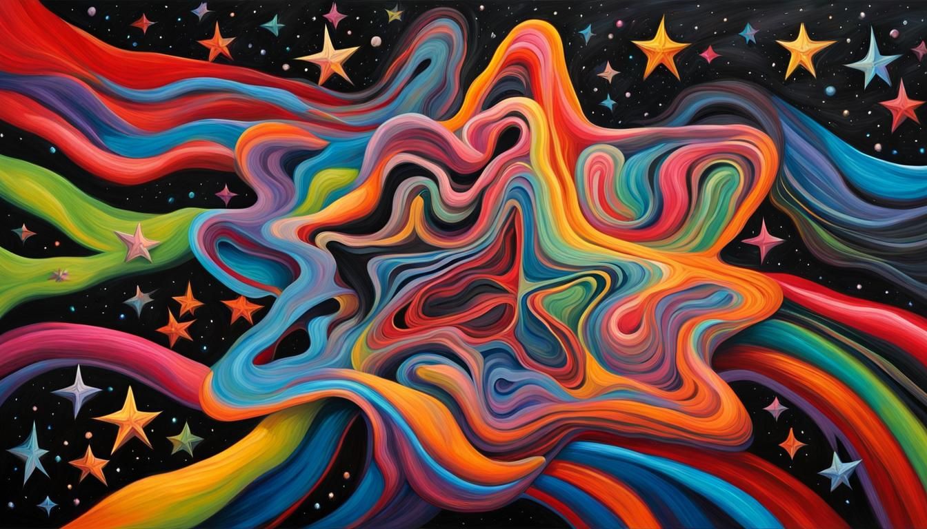 Newborn Star with Electromagnetic Coils in Impasto Style