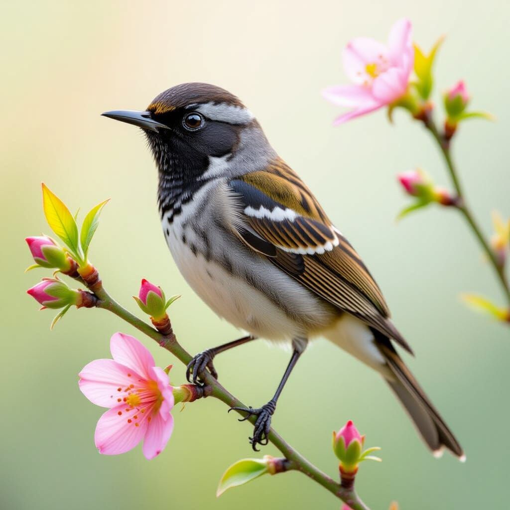 Rare Hawaiian Honeycreeper in Detailed Digital Painting