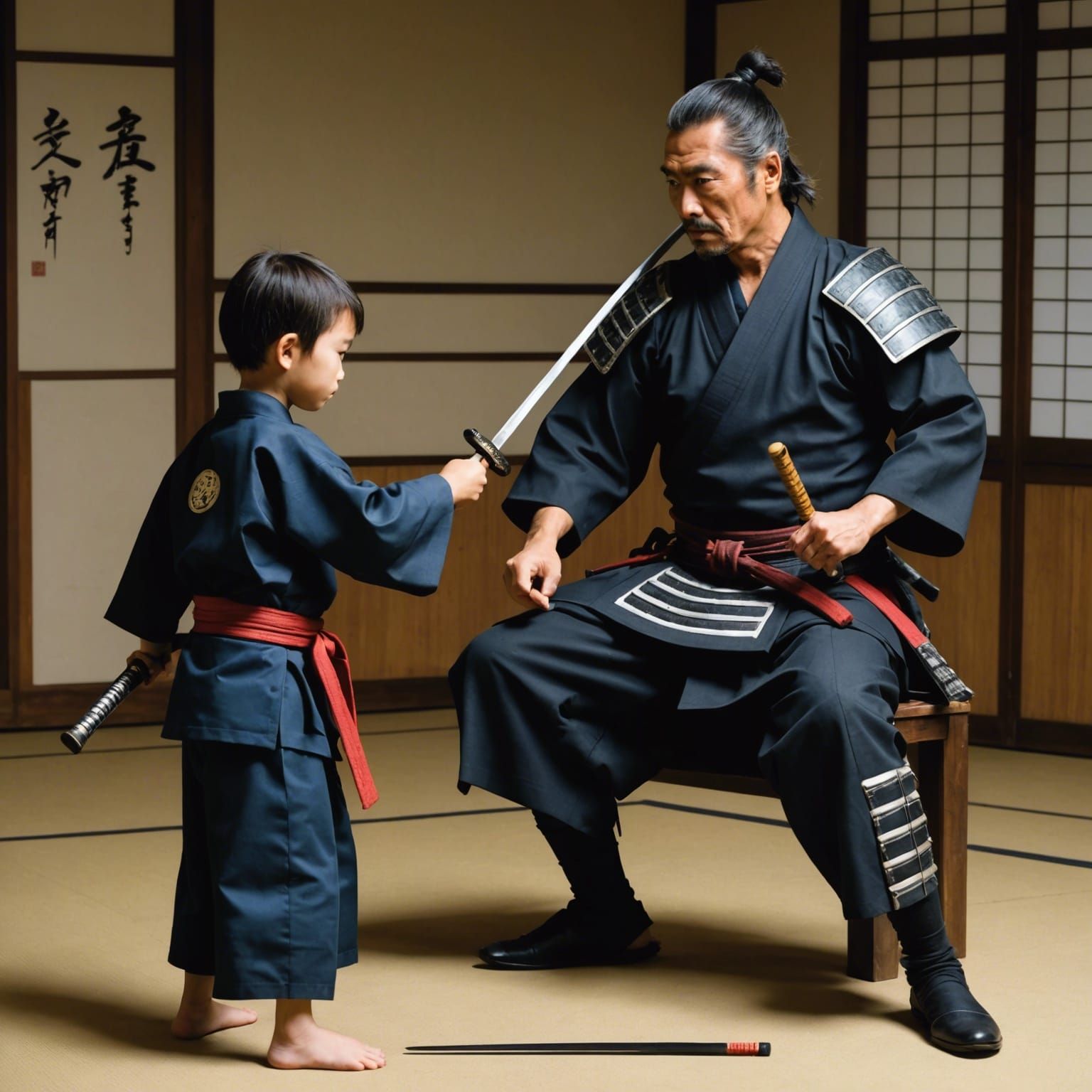 Samurai Master Teaches Apprentice