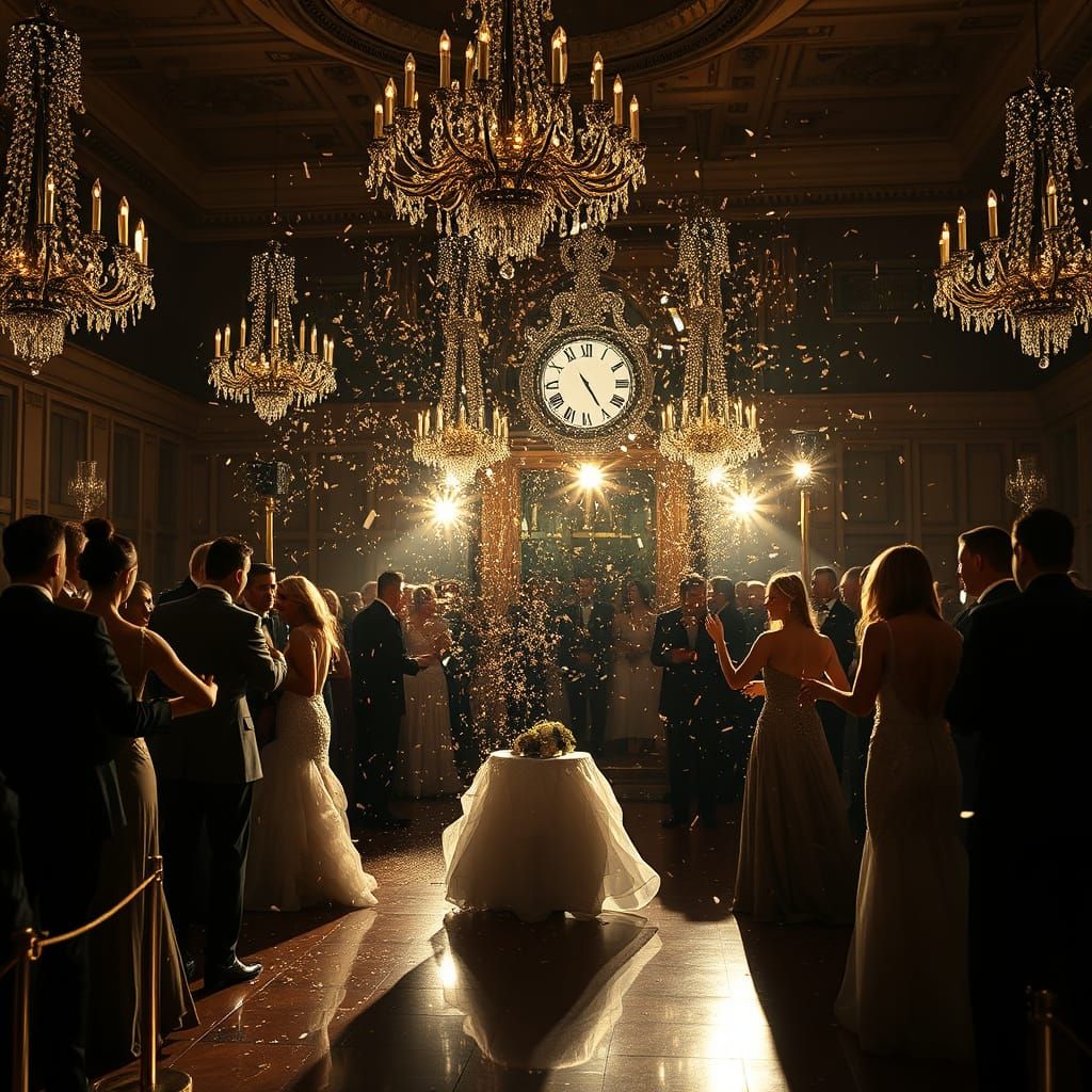 Elegant New Year's Eve Ball Dancing in Grand Ballroom