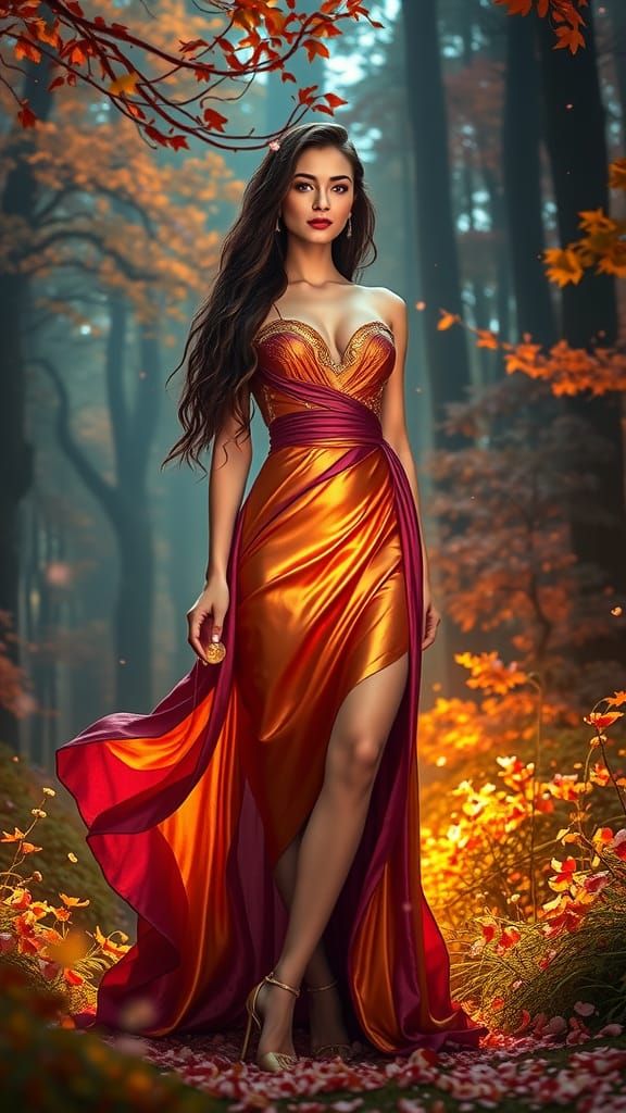 Woman in Enchanted Forest, Pre-Raphaelite Style