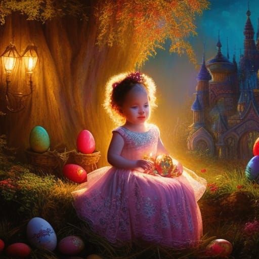 Toddler Girl with Easter Eggs