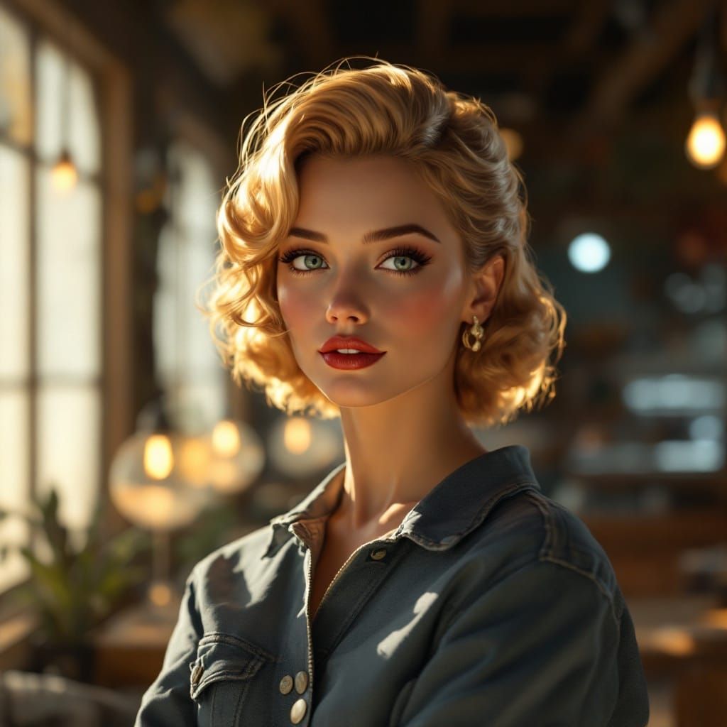 1950s Pin-Up in Animated Digital Painting Style