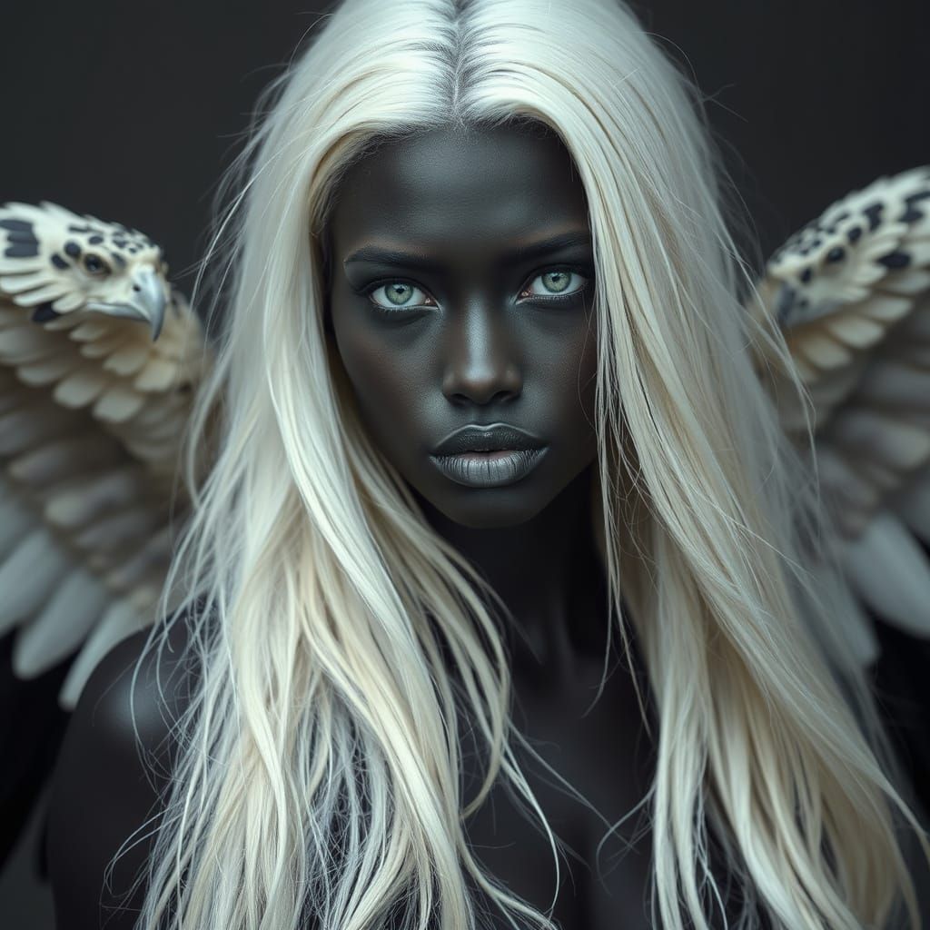 Hyperrealistic Siren With Angelic Creature in Storm