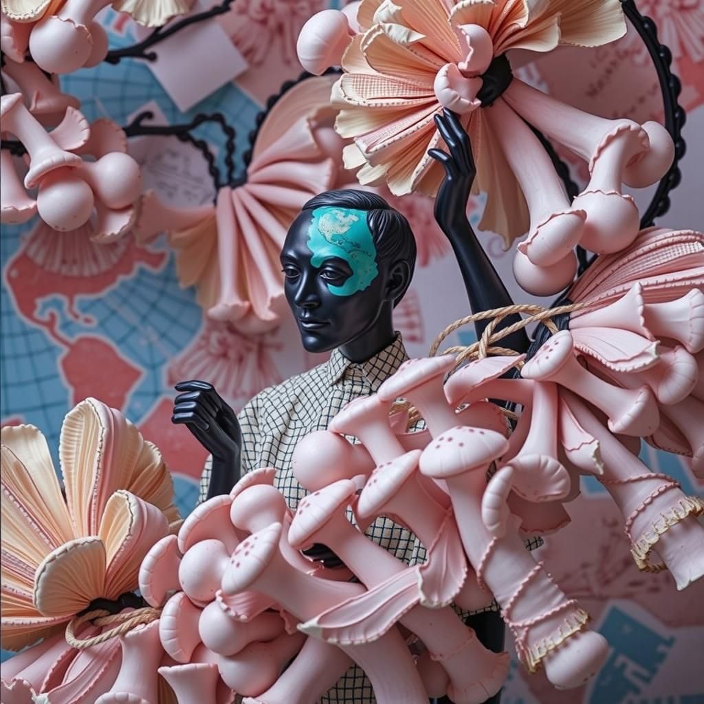 Porcelain Bureaucrats Counting Mushrooms in Mid-Century Mode...