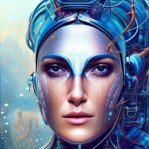 Cybernetic Atlantean Cyborg in Cyberpunk Egyptian Armor