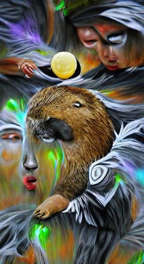 Mystical Full Moon Ceremony in Abstract Acrylic Style