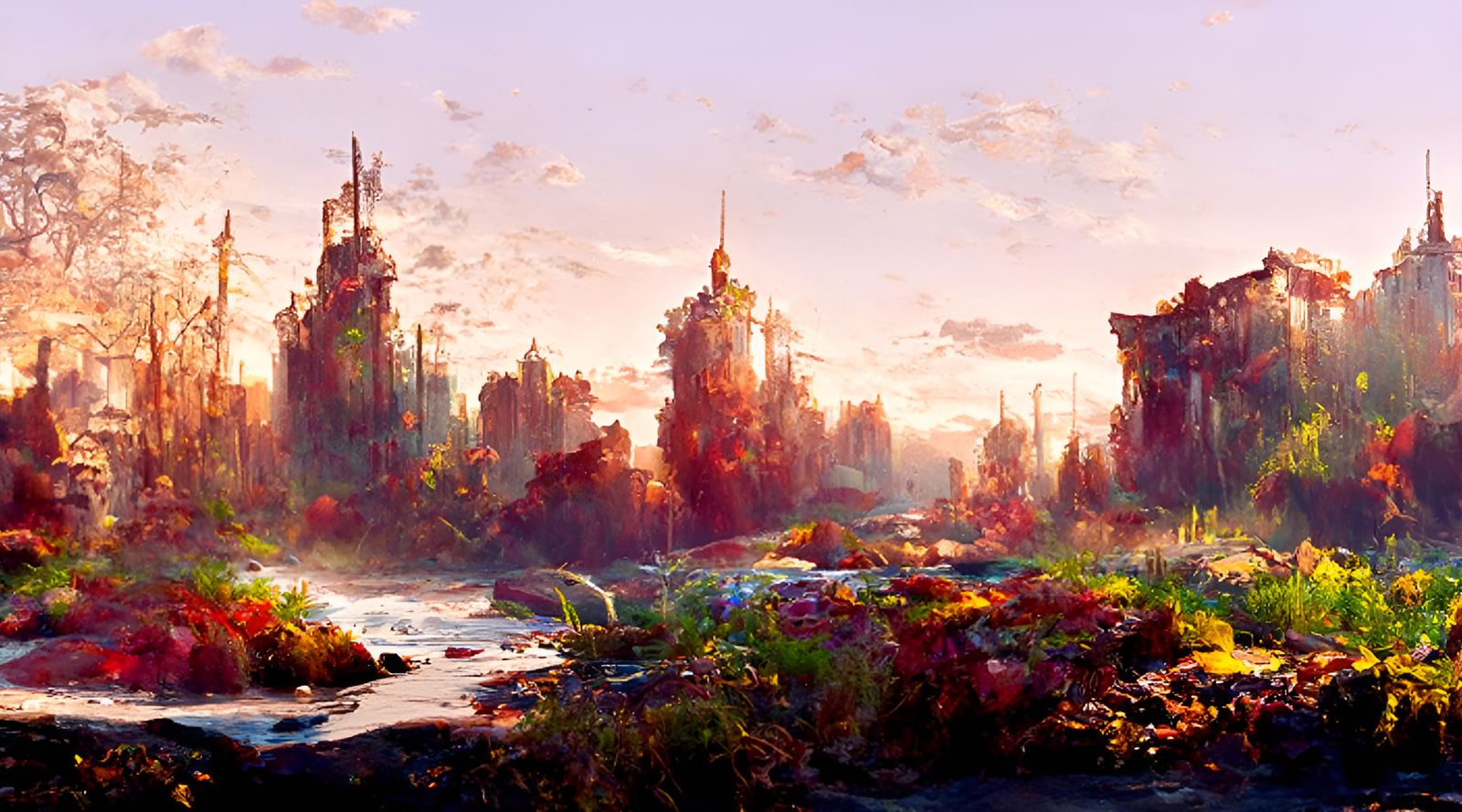 Post-Apocalyptic Metropolis Reclaimed by Nature