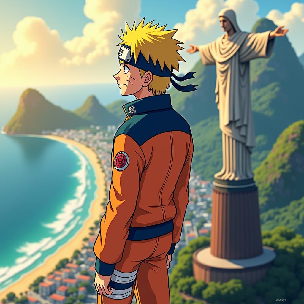 Naruto Uzumaki Overlooks Rio in Anime Style