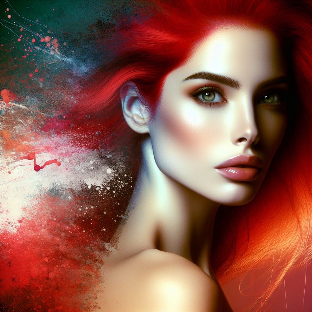 Hyperrealistic Woman with Red Hair Concept Art