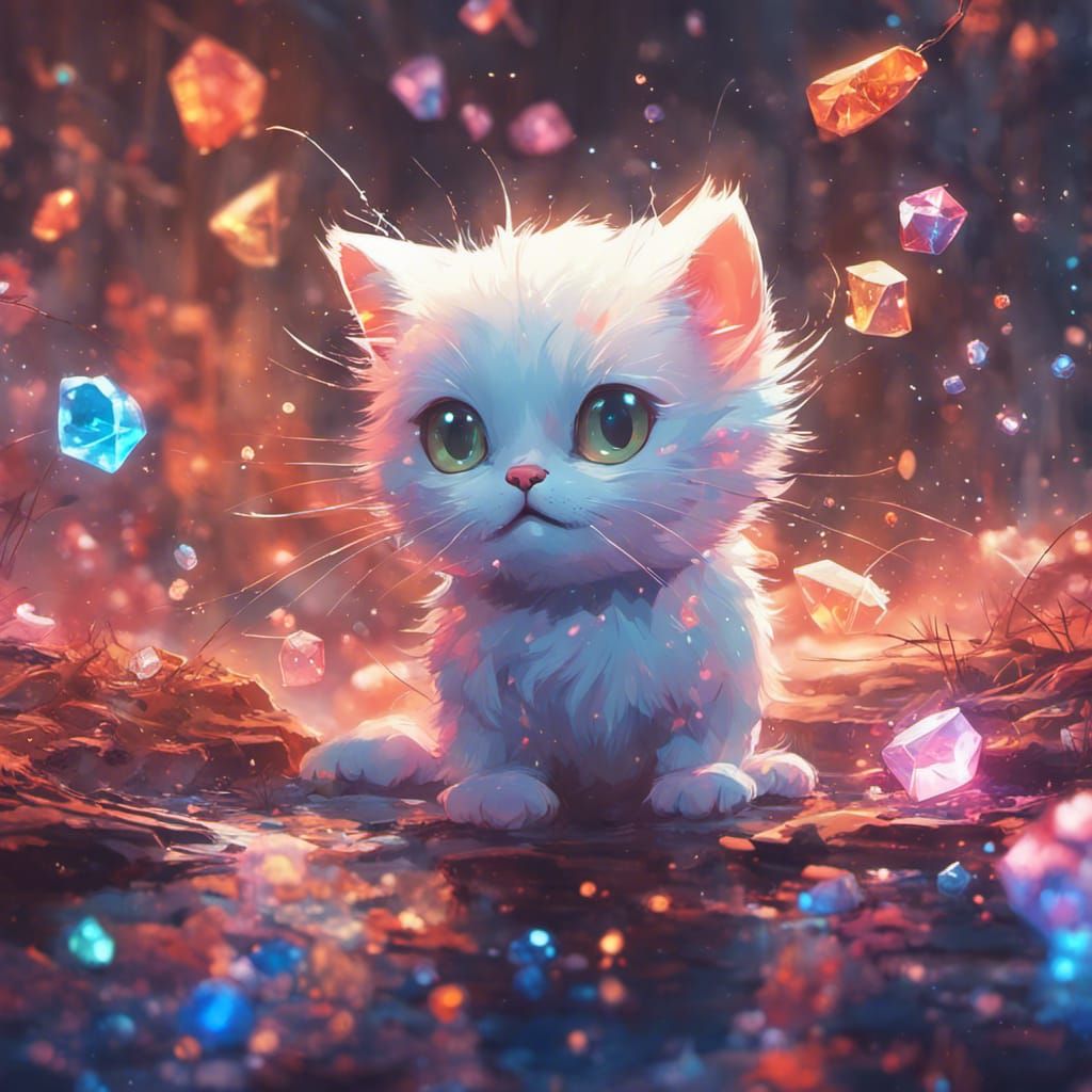 Sparkling Kitty: A Digital Art Illustration