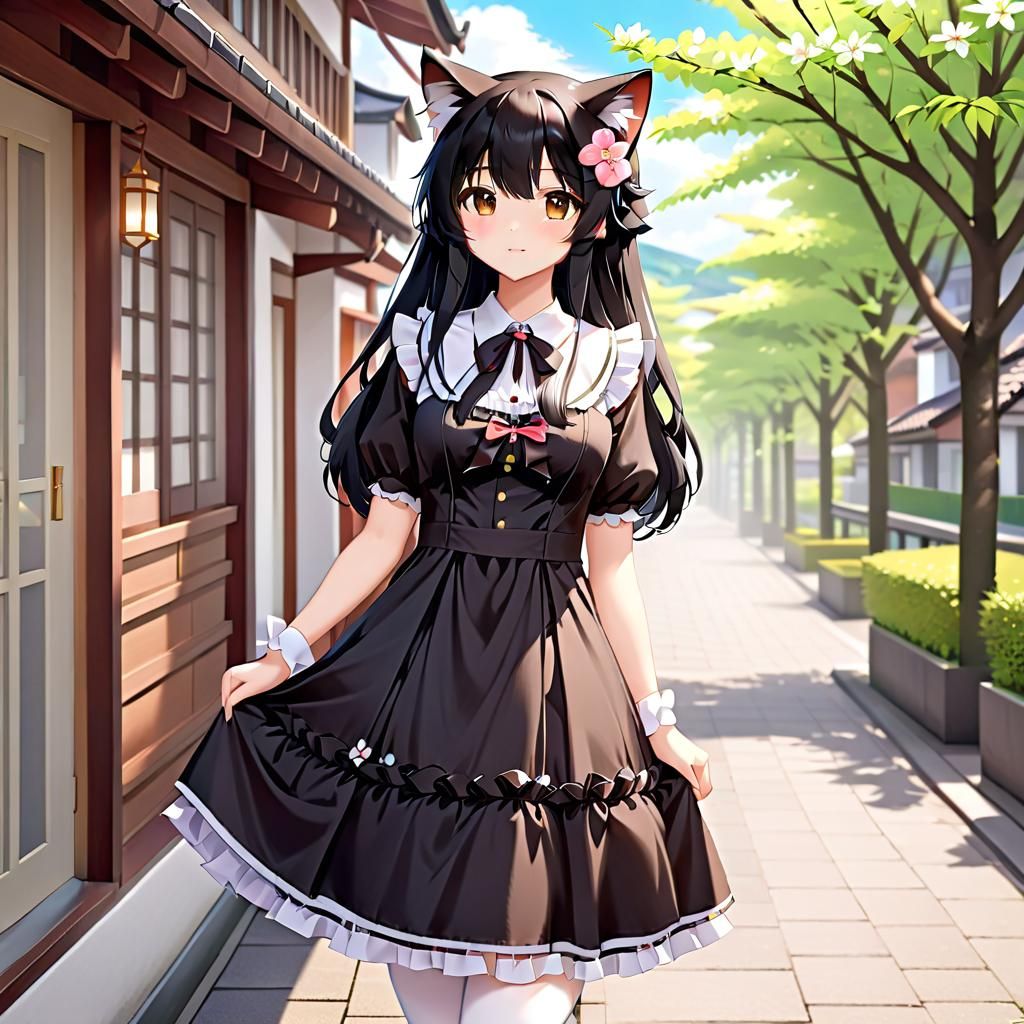 Fantasy Cat-Girl in Black Forest Apartments