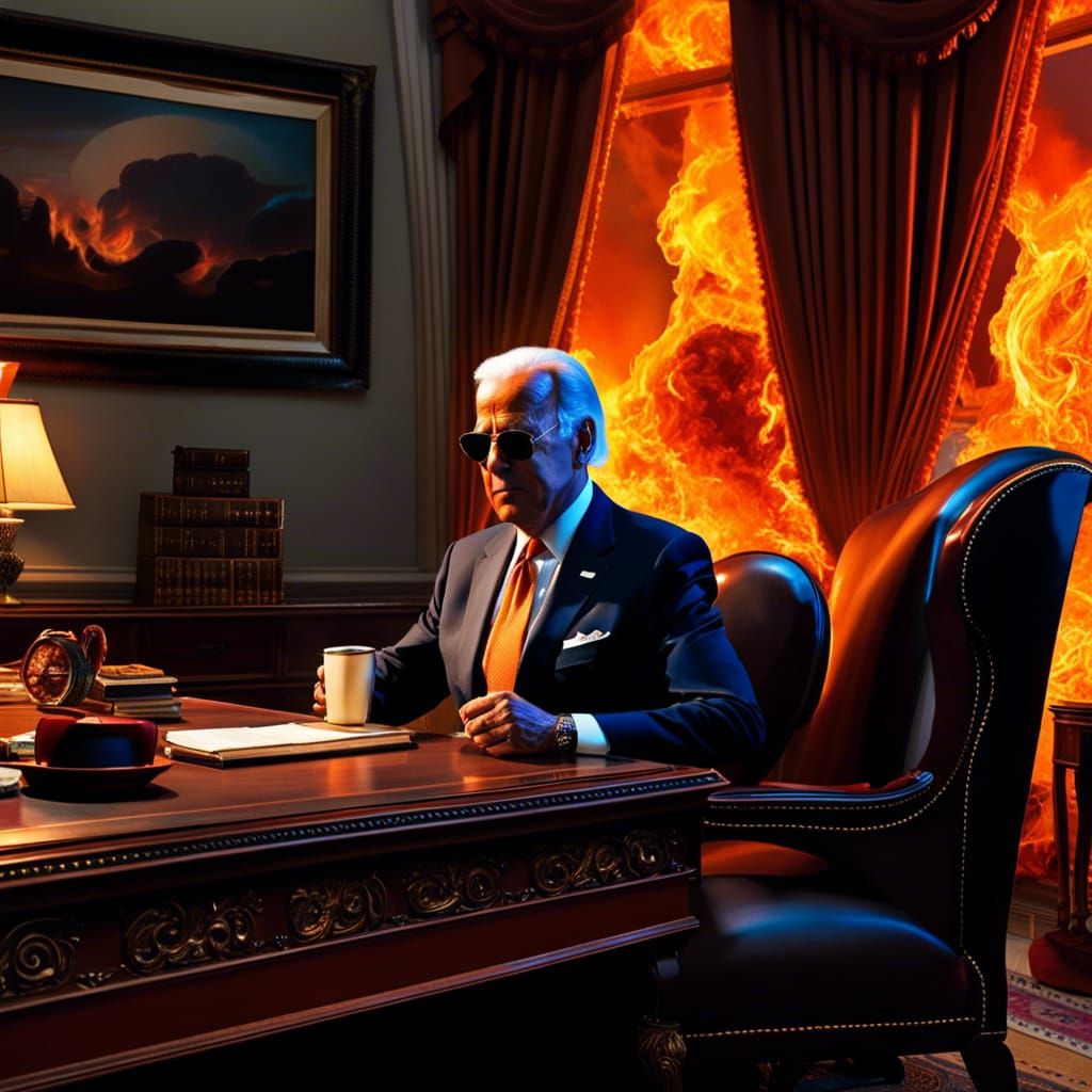 Oval Office Engulfed in Flames: Editorial Cartoon