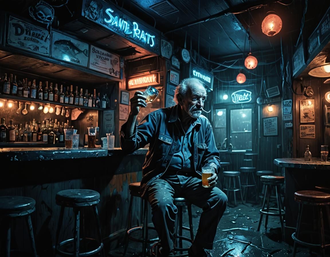 Lonely Man's Midnight Beach Bar Nightmare