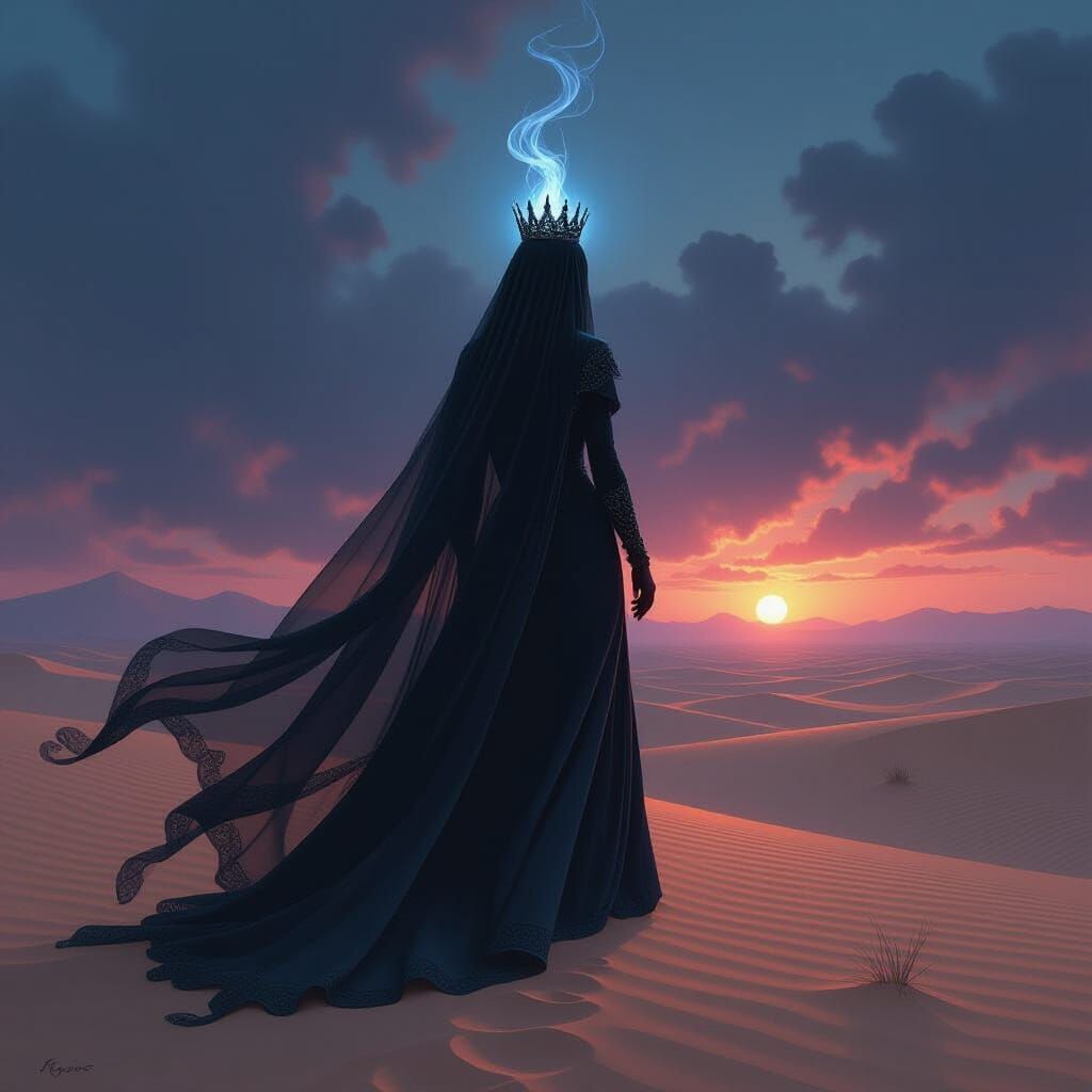 Mystical Desert Queen in Dark Fantasy Art Style