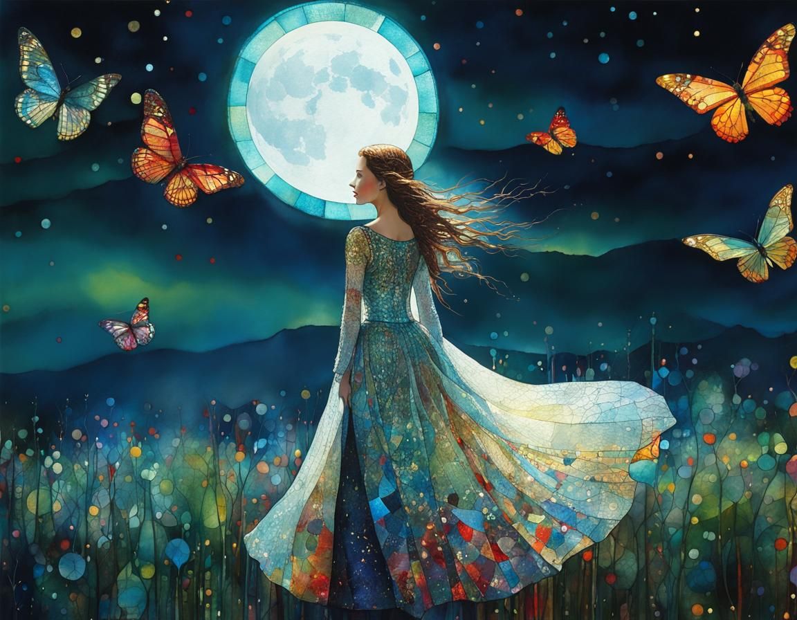 Stained Glass Art Brut Style Digital Illustration