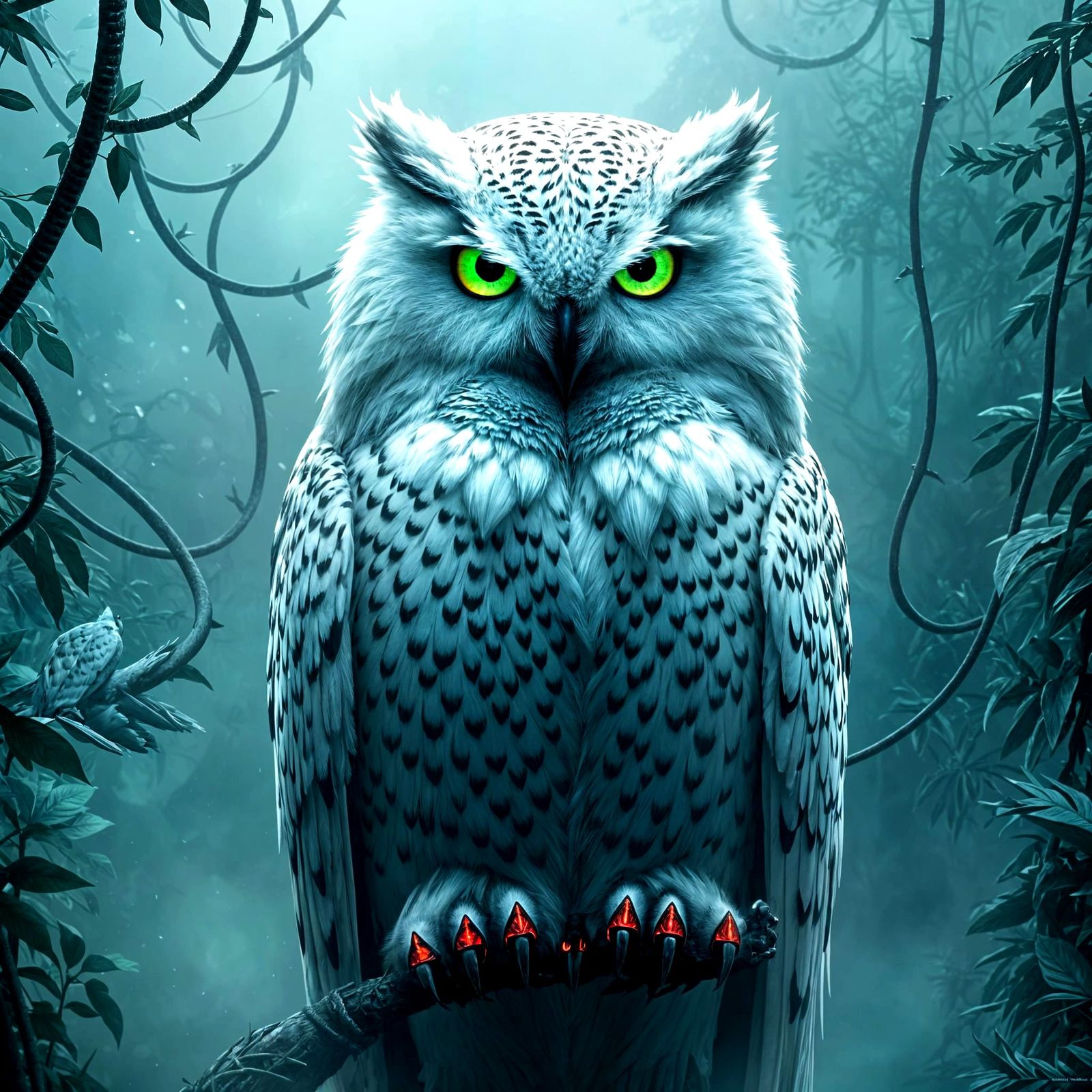 Surreal Science Fiction Owl Portrait in Industrial Dust Styl...