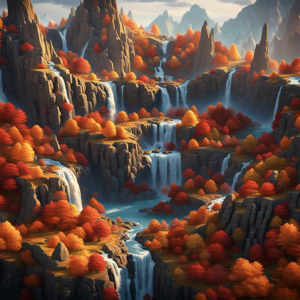 Pancake Mountain Range with Syrup Waterfalls