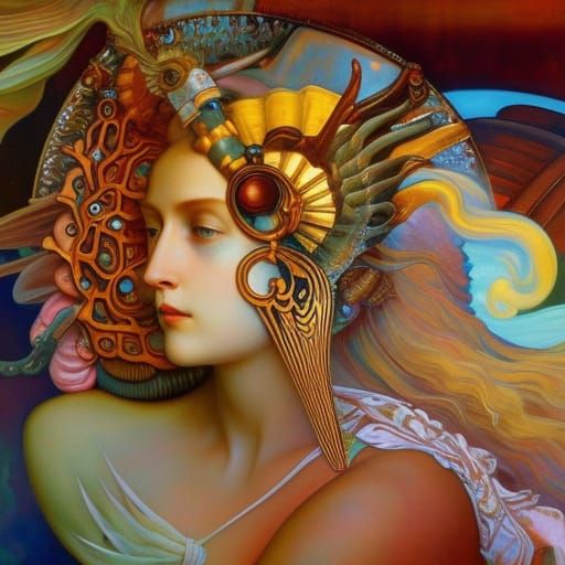 Surreal Chicken Monster in Psychedelic Sci-Fi Style