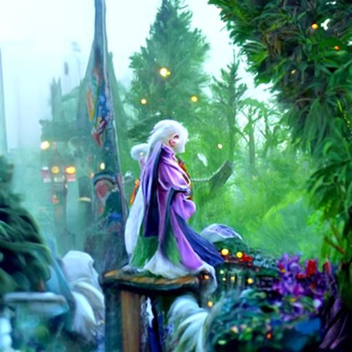 Ethereal Elf Girl in a Purple Cloak
