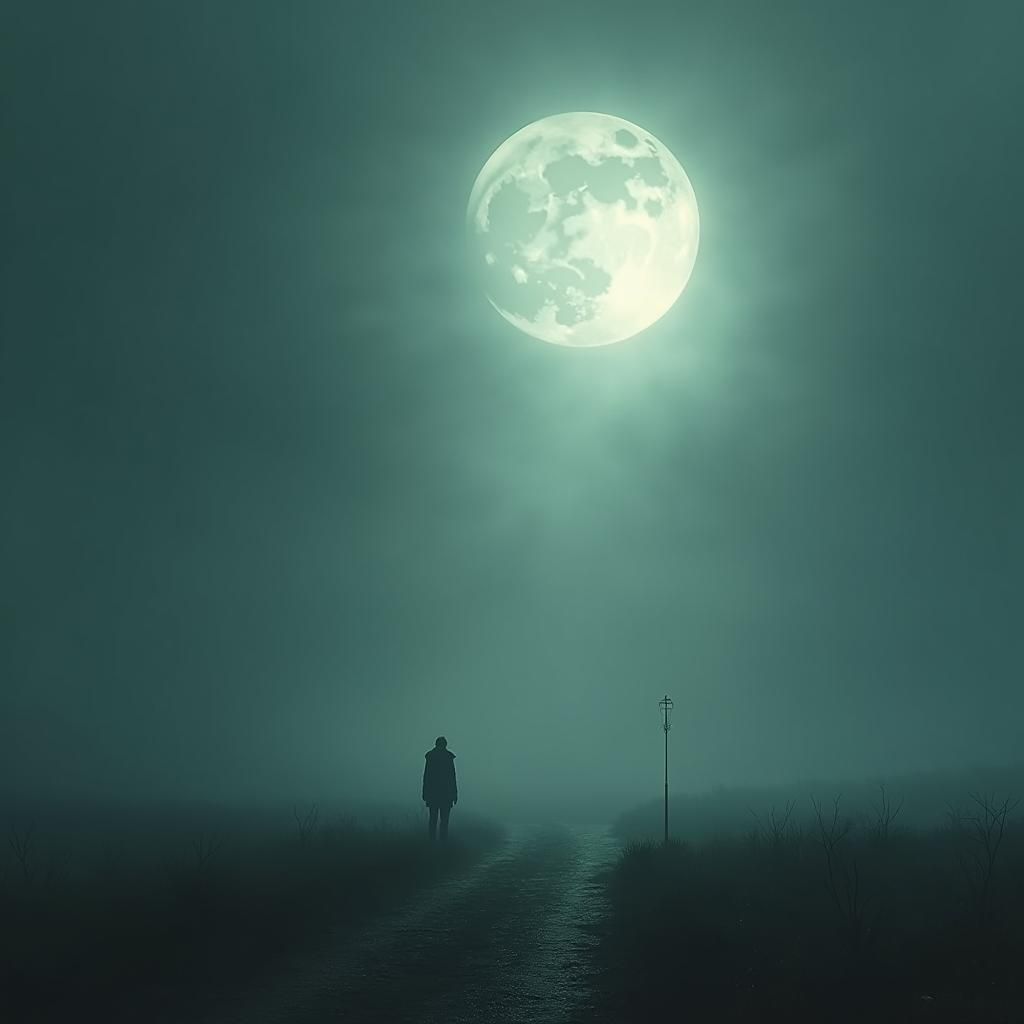 Ethereal Figure Dispels Darkness in Surreal Landscape