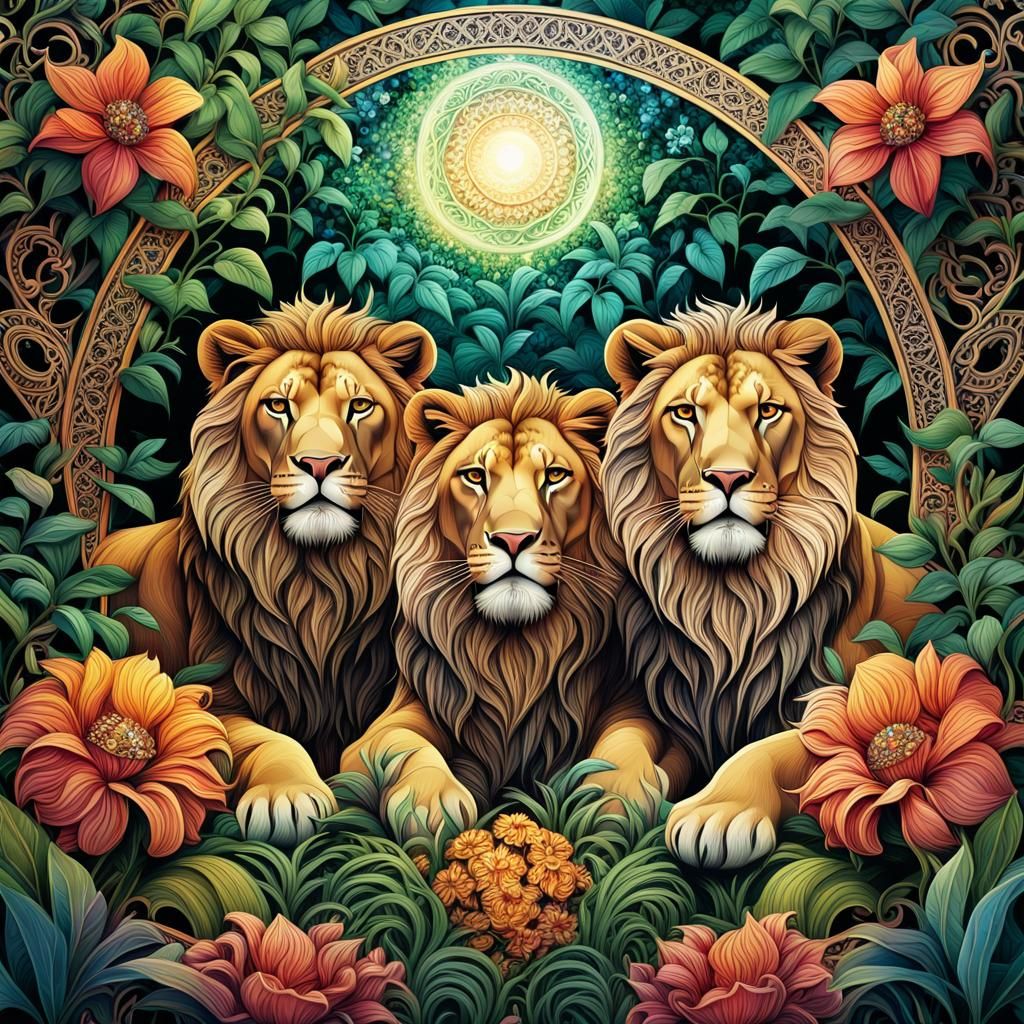 Lions in Mystical Jungle: Fantasy Concept Art
