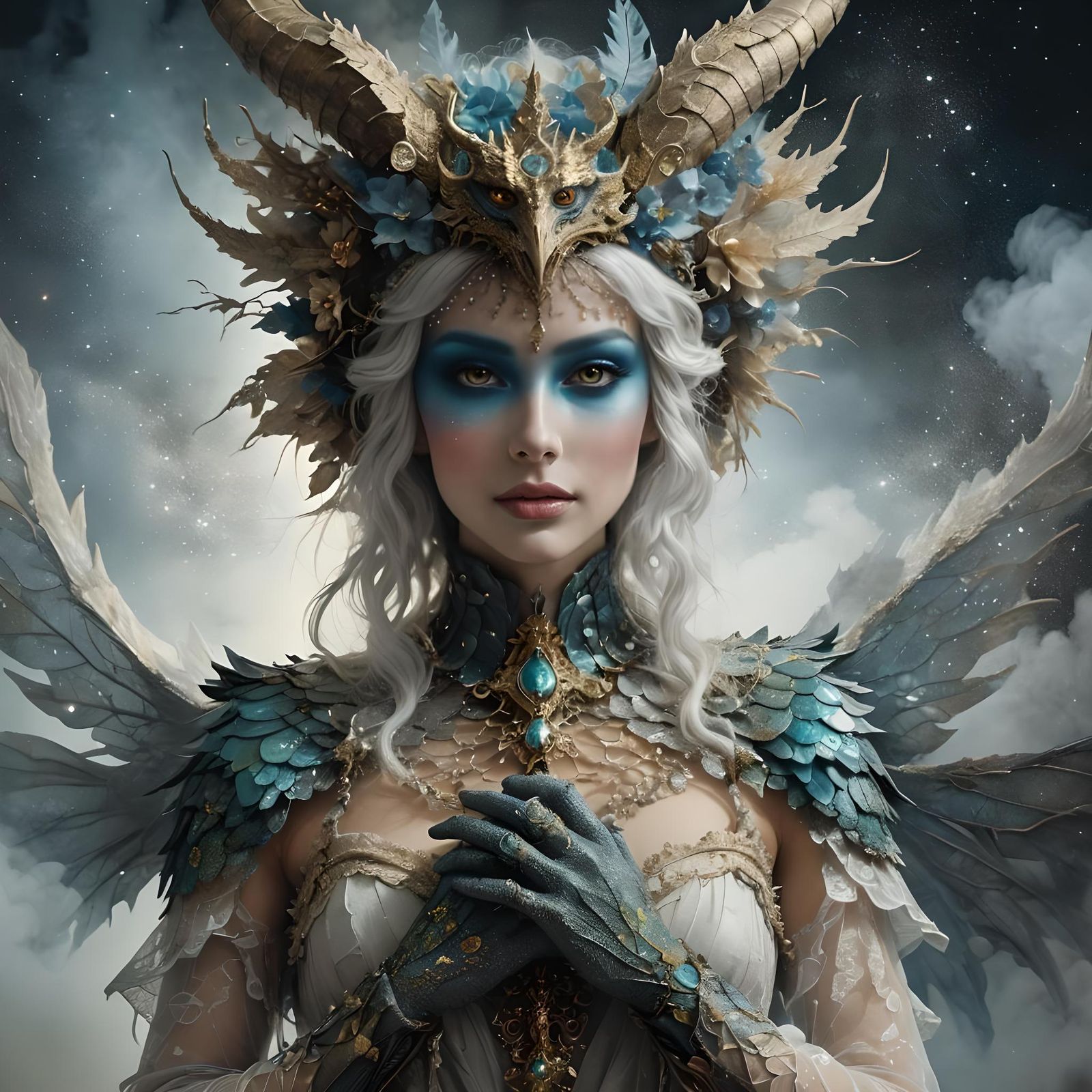 Bohemian Dragon Fairy Queen in Cosmic Fog