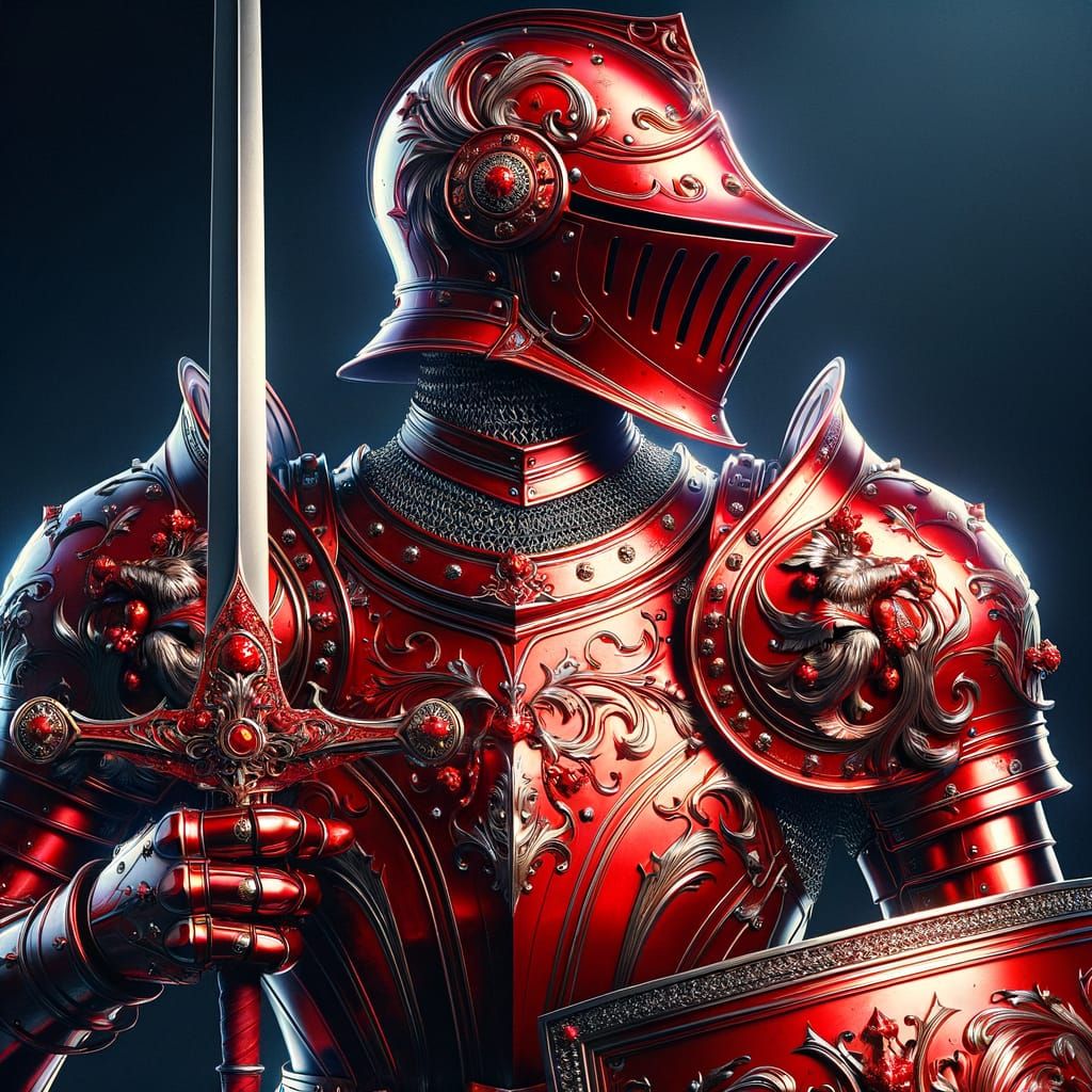 Awe-Inspiring Red Knight in Shining Armor