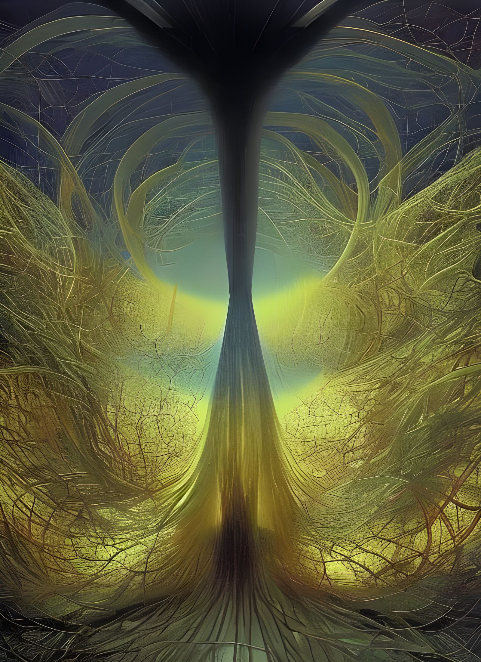 Dreamlike World at Night in Abstract Illusionism Style