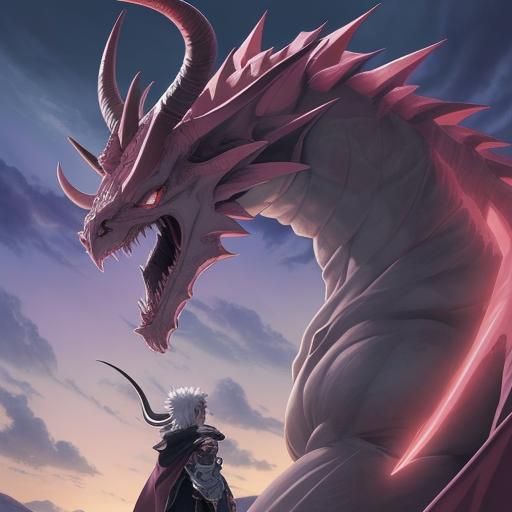 Anime-Style Dragon with Massive Horns