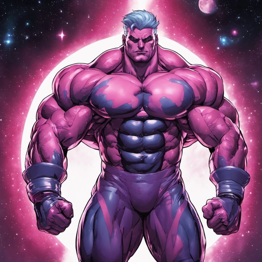 Ethereal Space Bodybuilder in Comic Anime Style