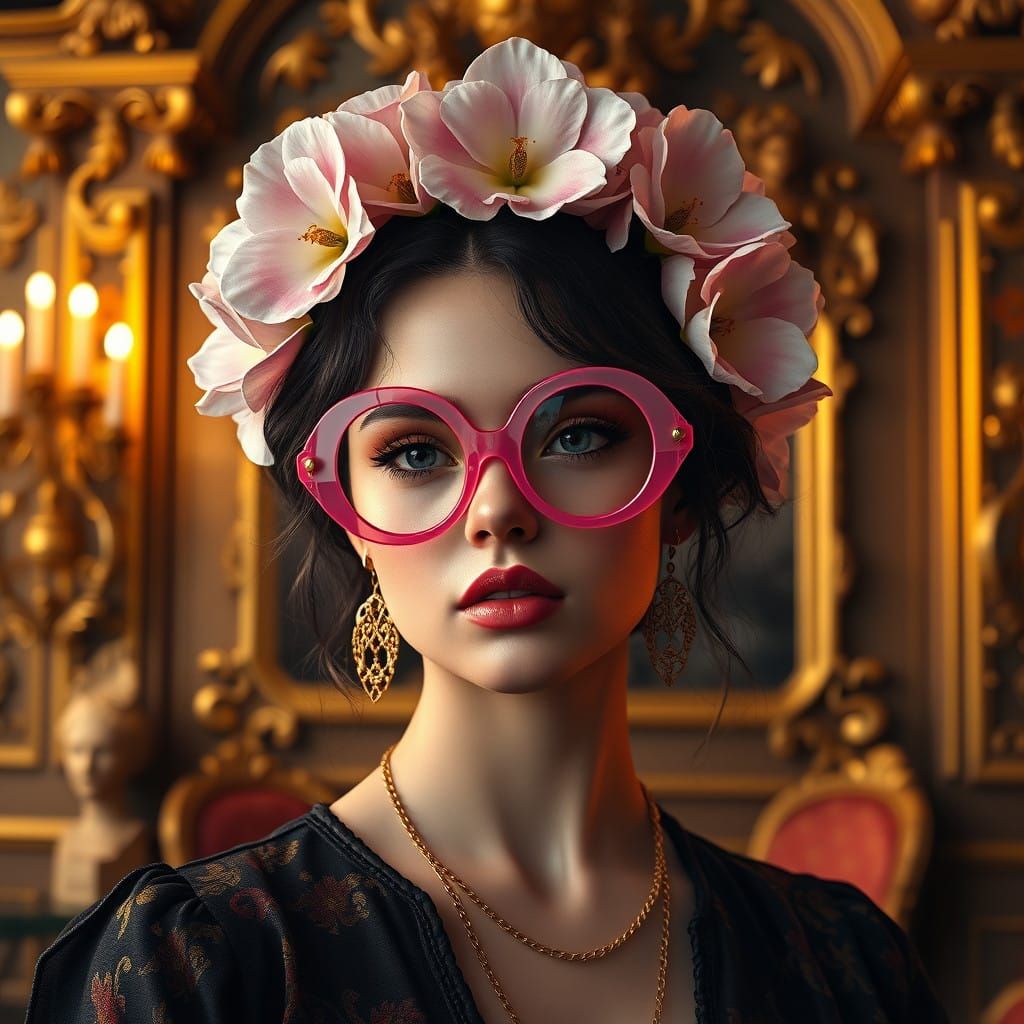 Ethereal Beauty: A Luxurious Portrait in Golden Splendor