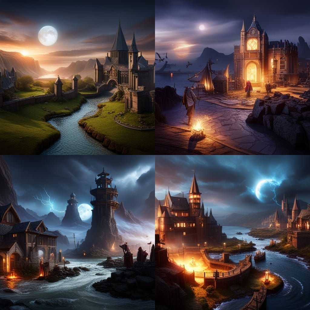 Epic Wizard and Witch War in Fantasy Art