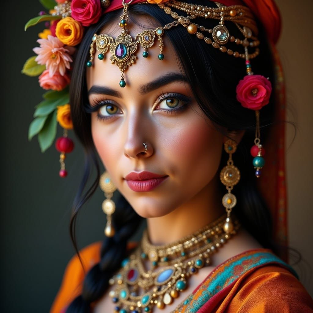 Gypsy Woman in Vibrant Attire