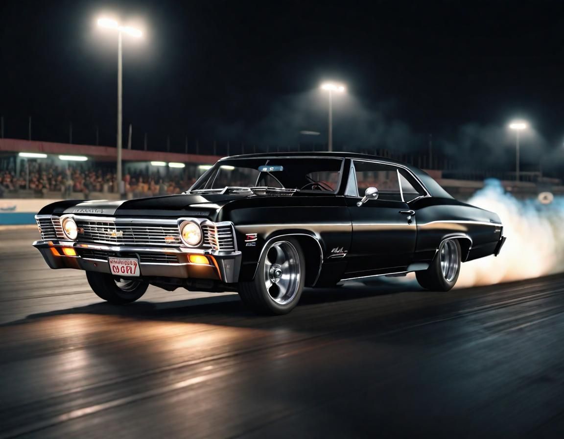 A black 1967 Chevy Impala