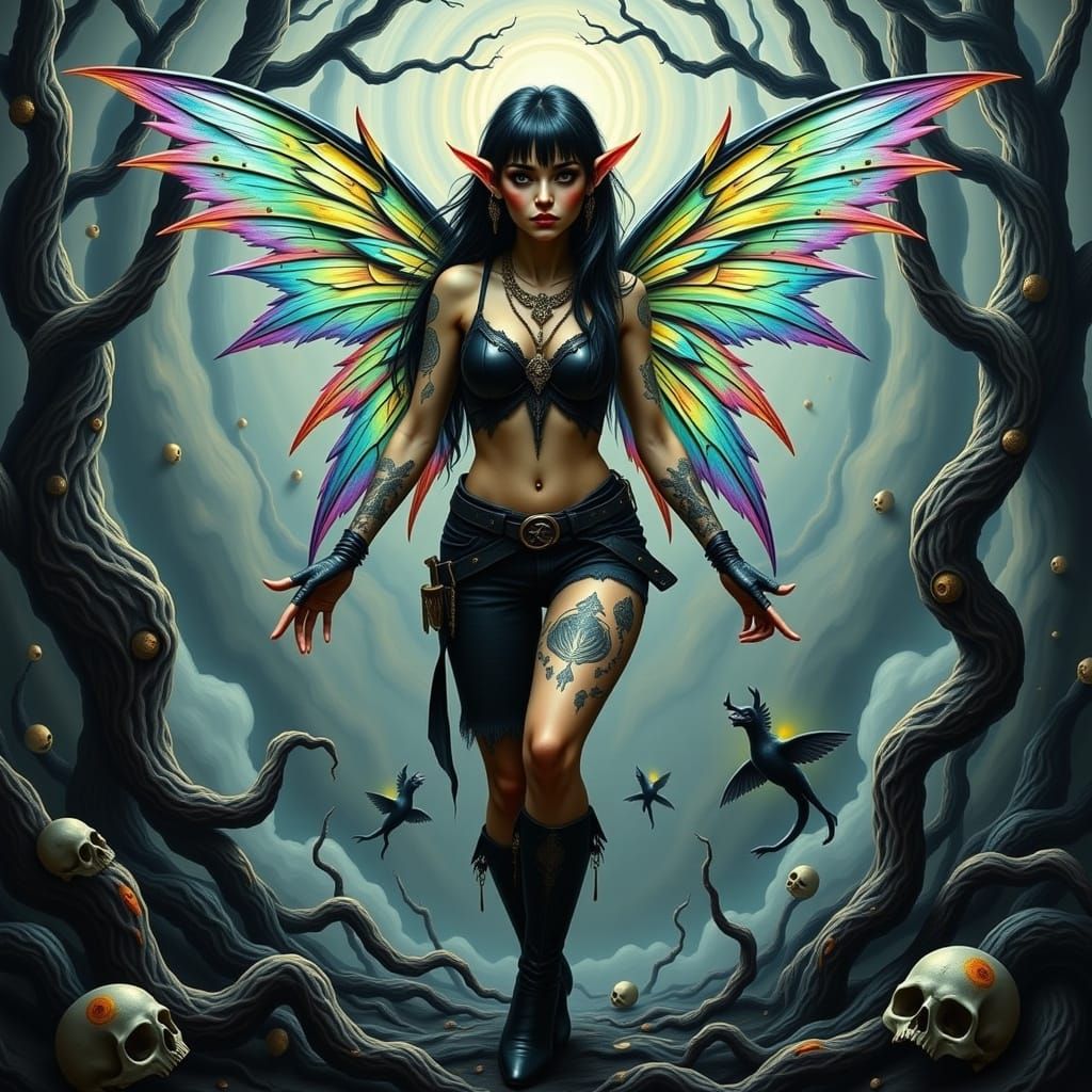 Dark Mystic Fairy Unleashes Stormy Fury in Cyberpunk-Inspire...