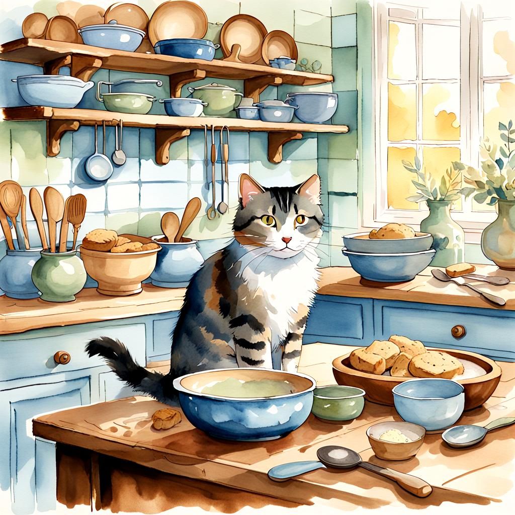 Cat waiting for me to make her French toast