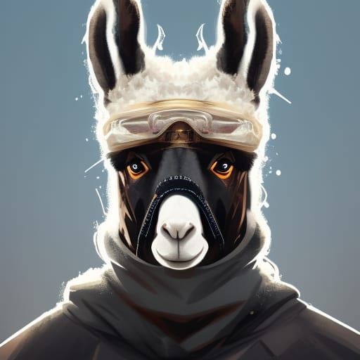 Gangsta Llama Portrait in Hyperdetailed Style