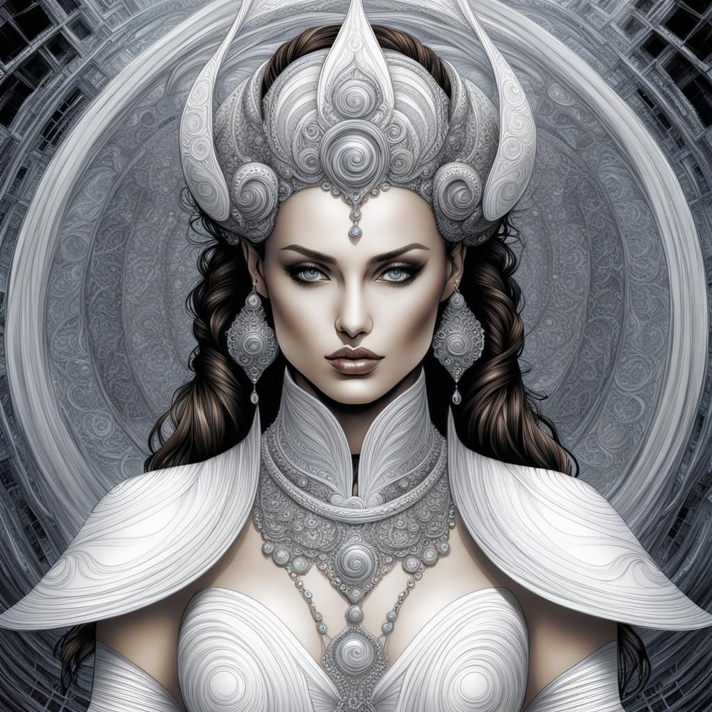 Padme in Luis Royo Style with Abstract Elements