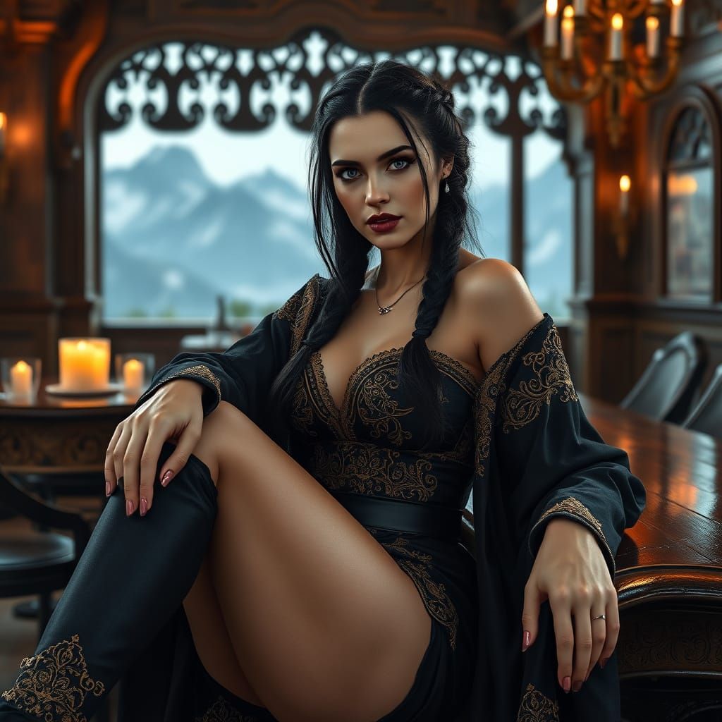 Hyper-Realistic Viking Supermodel in Regal Robe